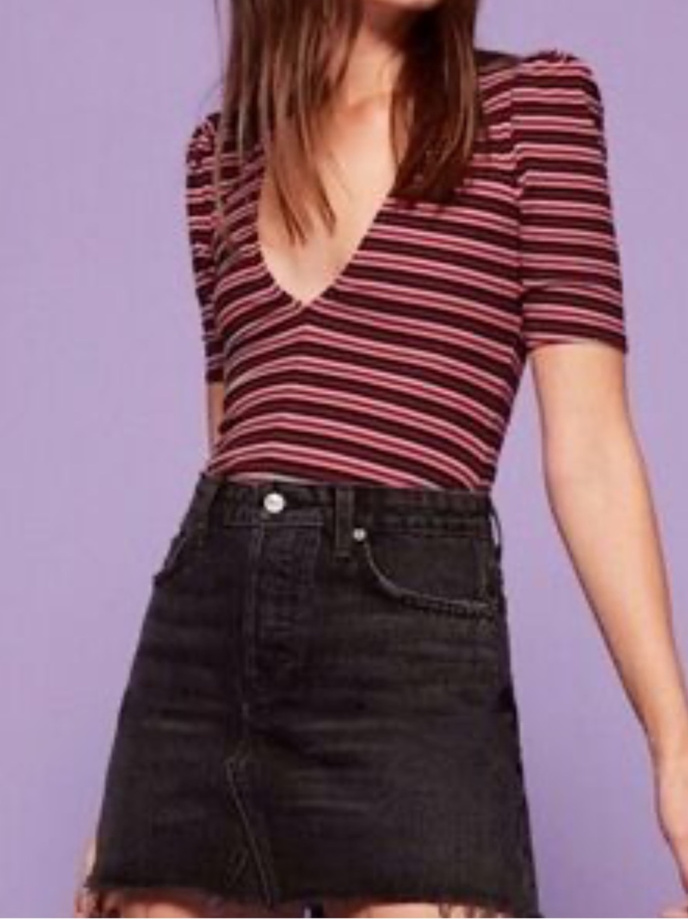 Reformation Striped V-Neck Top